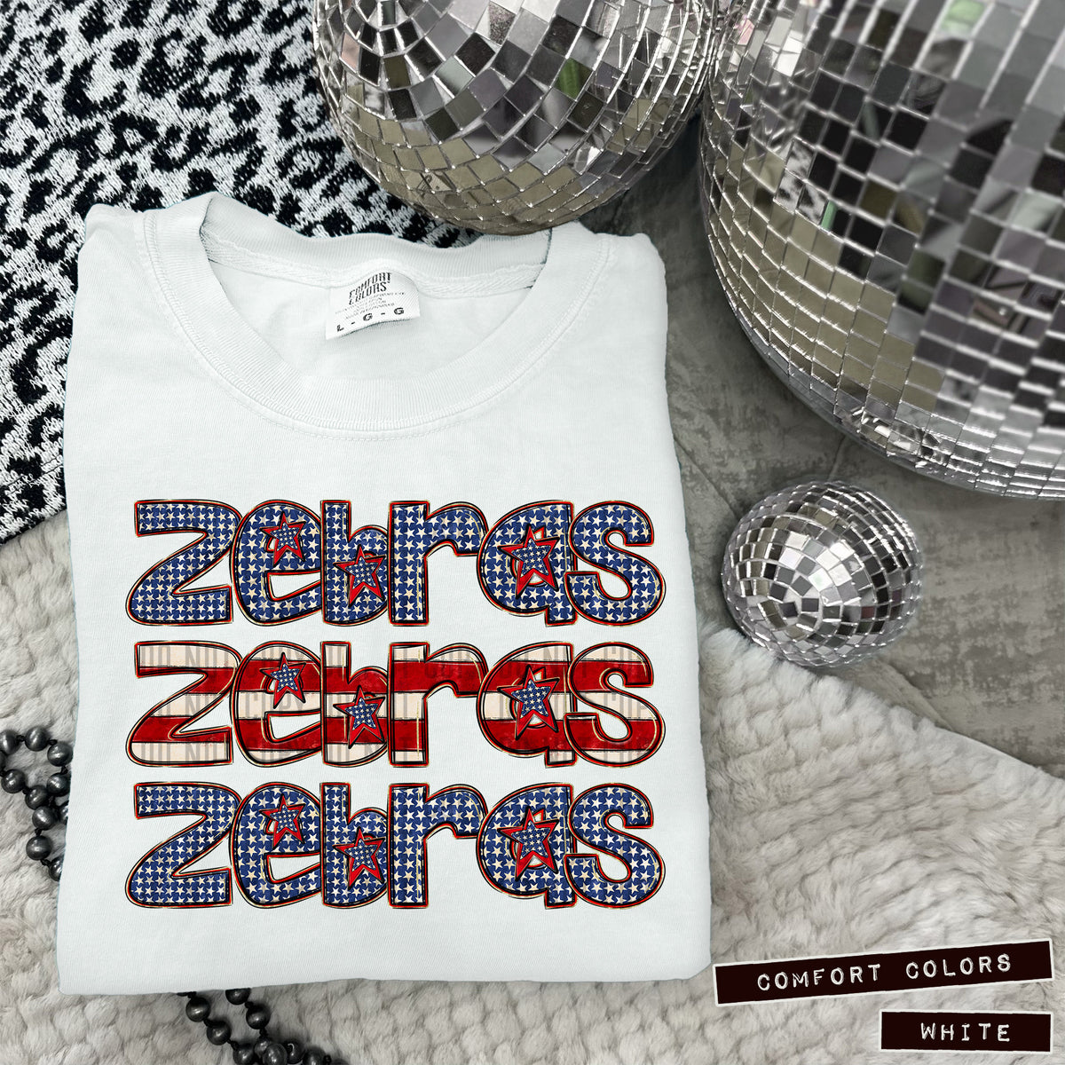 Zebras RWB stacked (Caplinger) DTF transfer