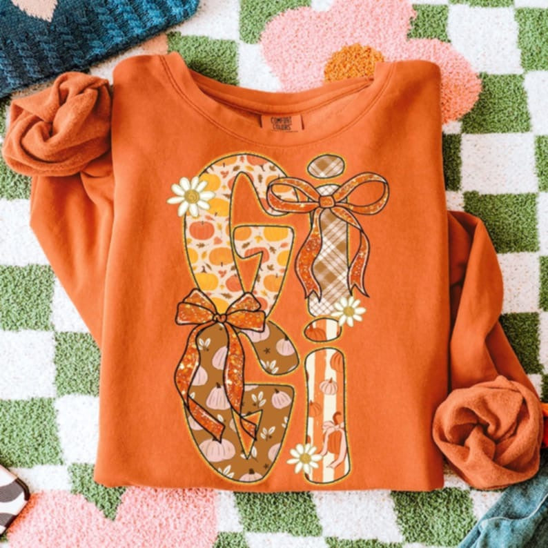 Gigi Fall letters with bows DTF transfer