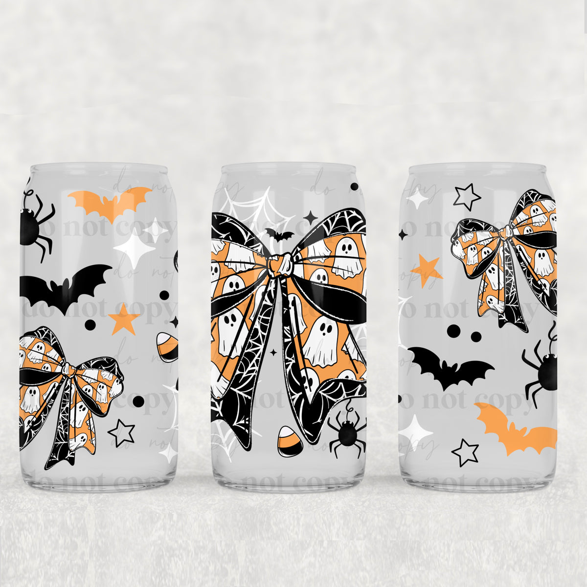 Orange and black ghost bow (CSC) UV DTF WRAP