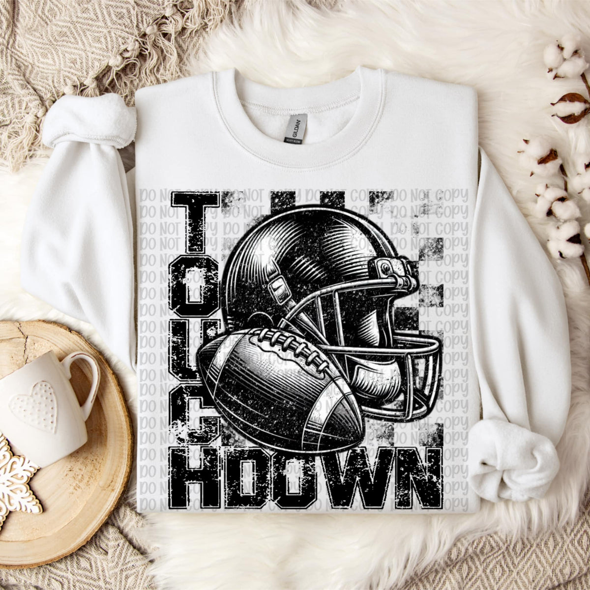 Touchdown with football and helmet BLACK VP DTF transfer