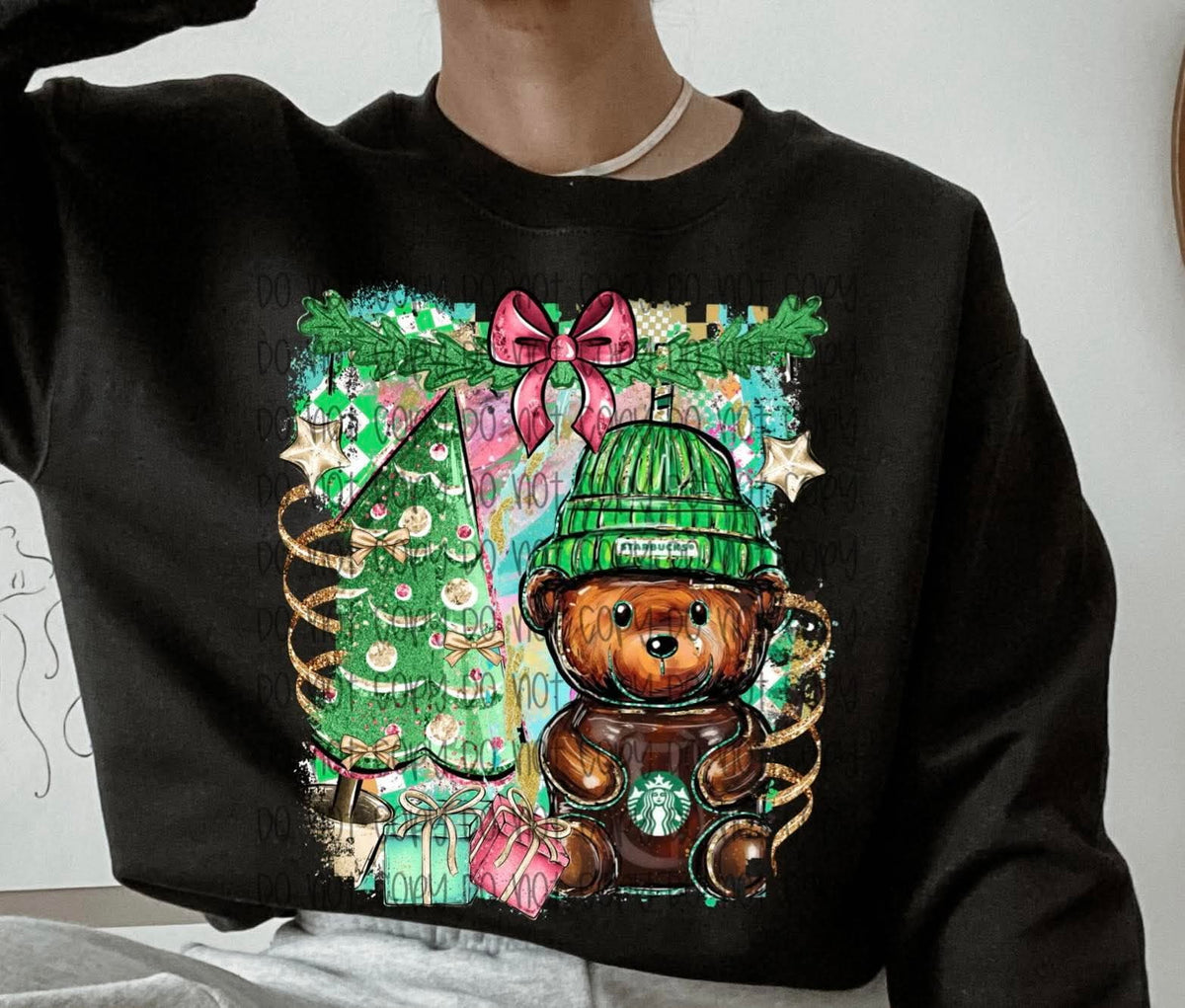 Bear Coffee and tree (SSD) DTF transfer