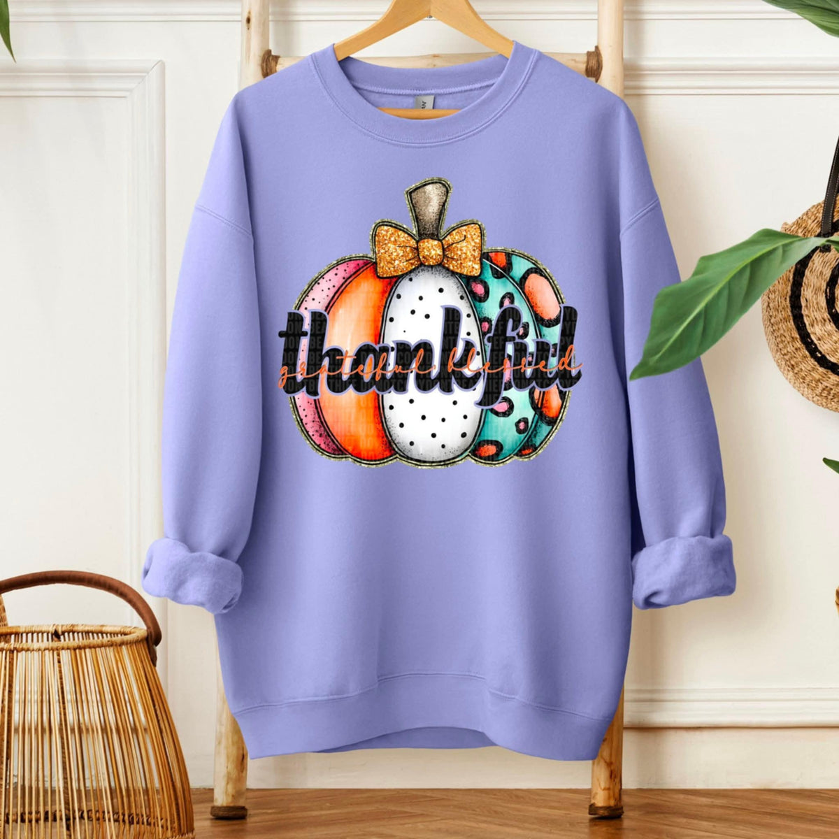 Thankful pumpkin with bow (SDD) 107930 DTF transfer
