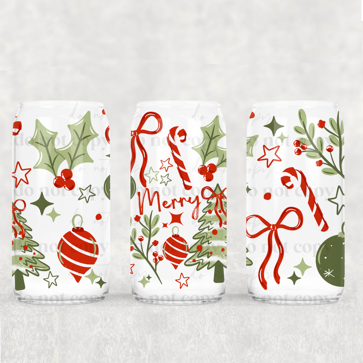 Merry tree and Holly (CSC) UV DTF WRAP