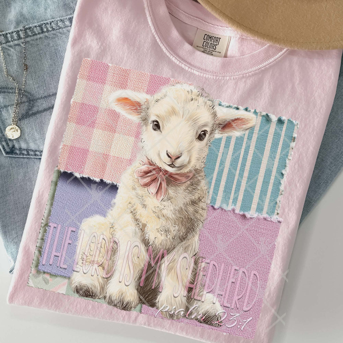 The lord is my shepherd patchwork background (TTD) DTF transfer
