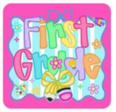 First grade frame with bow 107567 DTF transfer