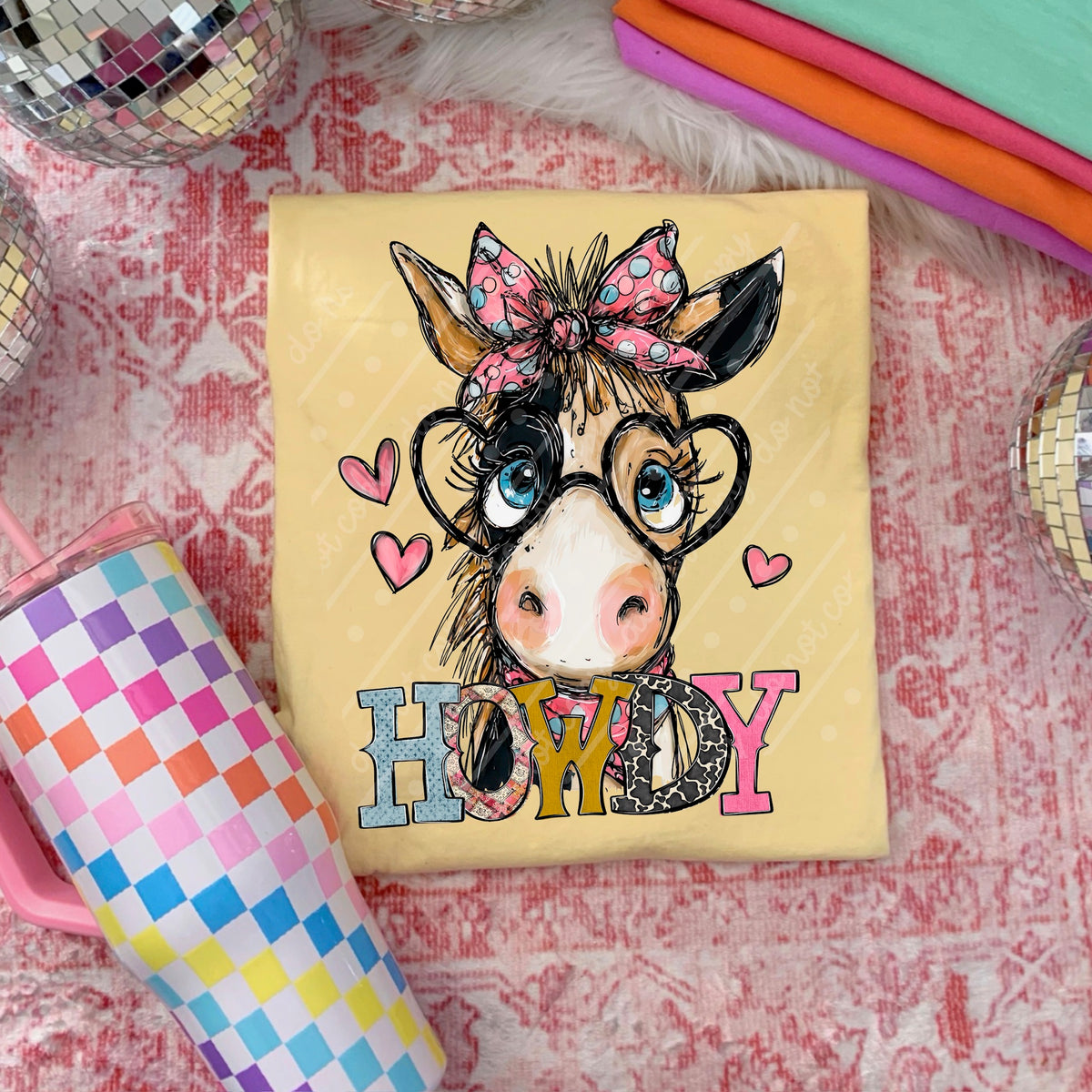 Howdy horse with bow (Texasgal) DTF Transfer