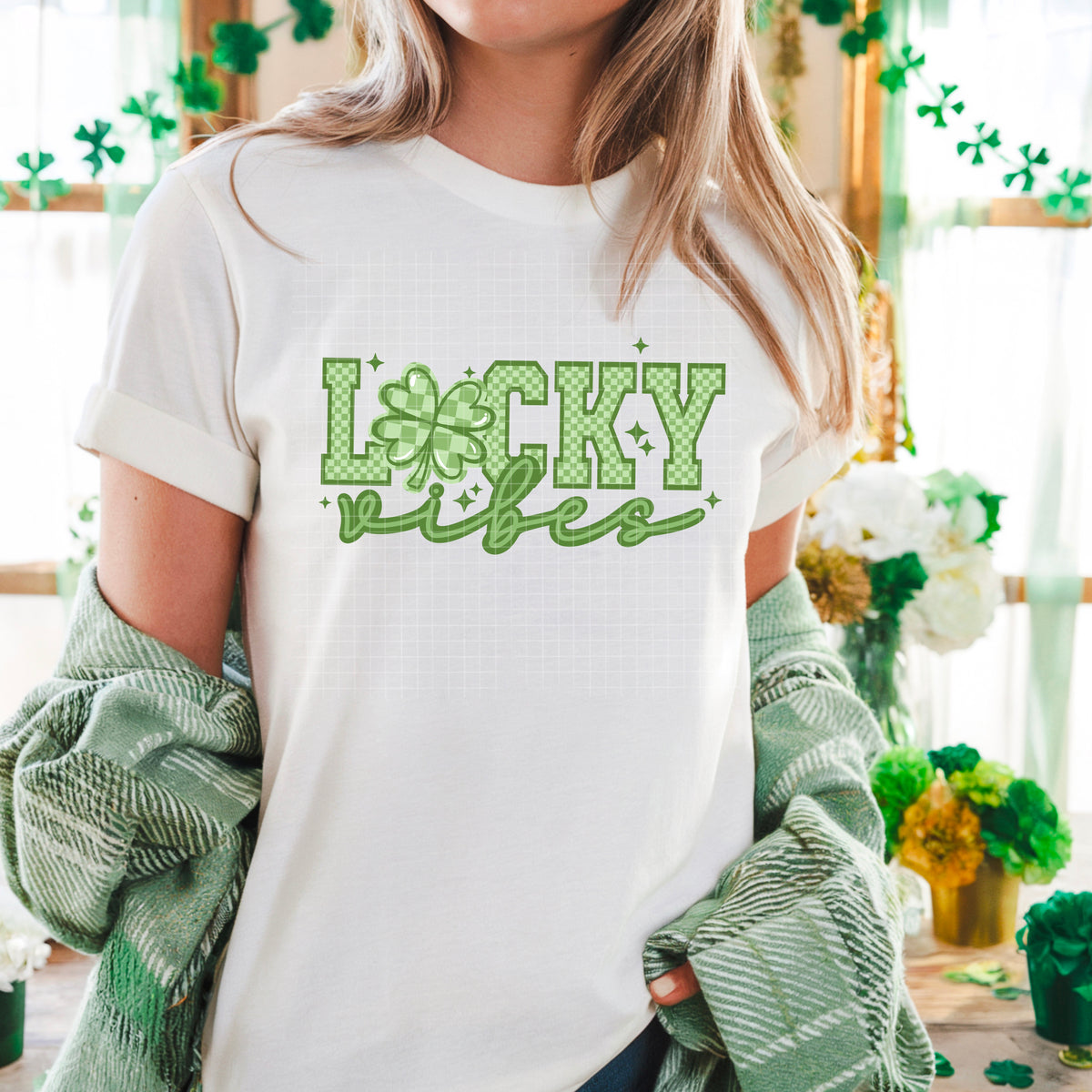 Lucky Vibes Light green/dark green (CSC) DTF Transfer