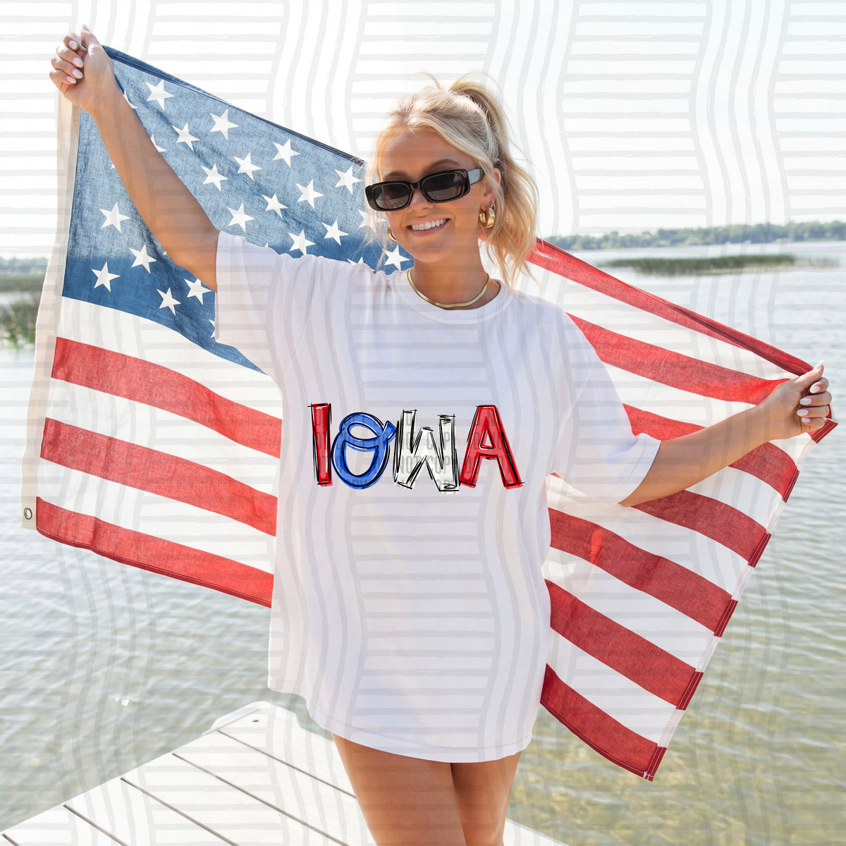 iowa patriotic rwb states messy (caplinger) DTF Transfer