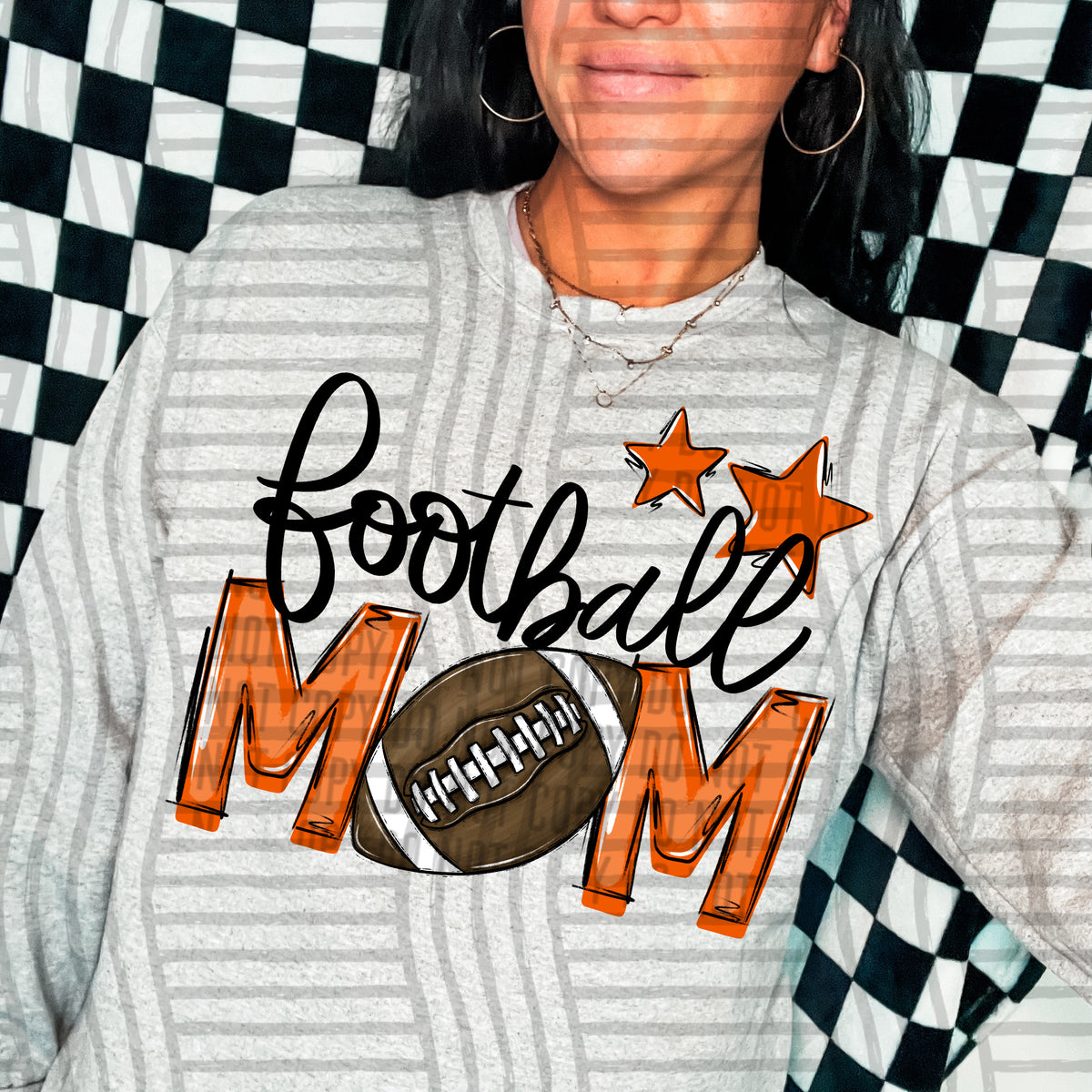football mom gray orange stars (Caplinger) DTF transfer