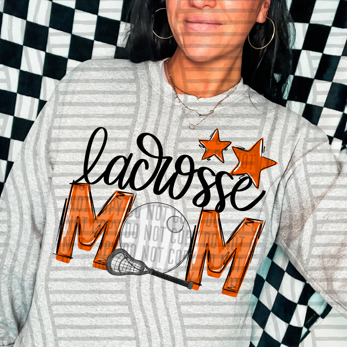 lacrosse mom orange stars (Caplinger) DTF transfer