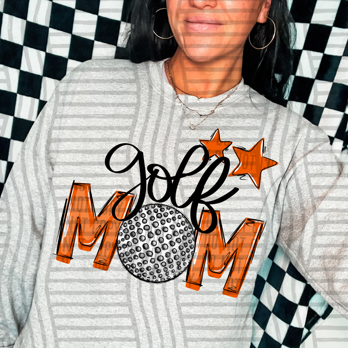 golf mom gray orange stars (Caplinger) DTF transfer