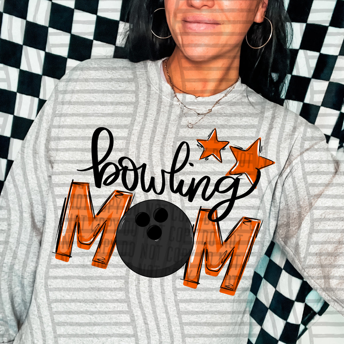 bowling mom orange stars (Caplinger) DTF transfer