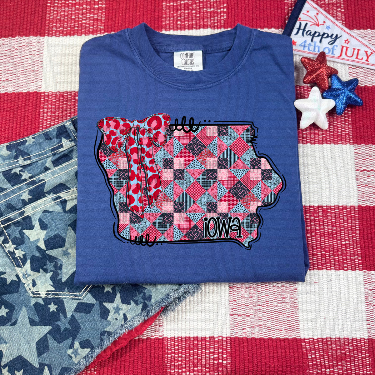 Iowa RWB faux patchwork (Caplinger) dtf transfer