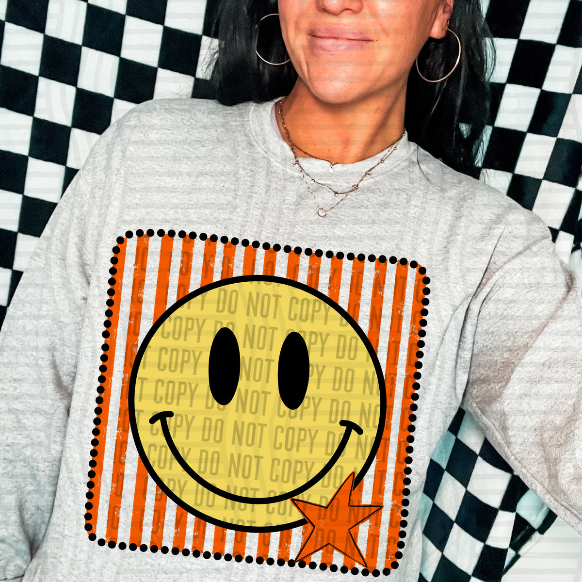 Smiley orange striped frame (Caplinger) DTF transfer