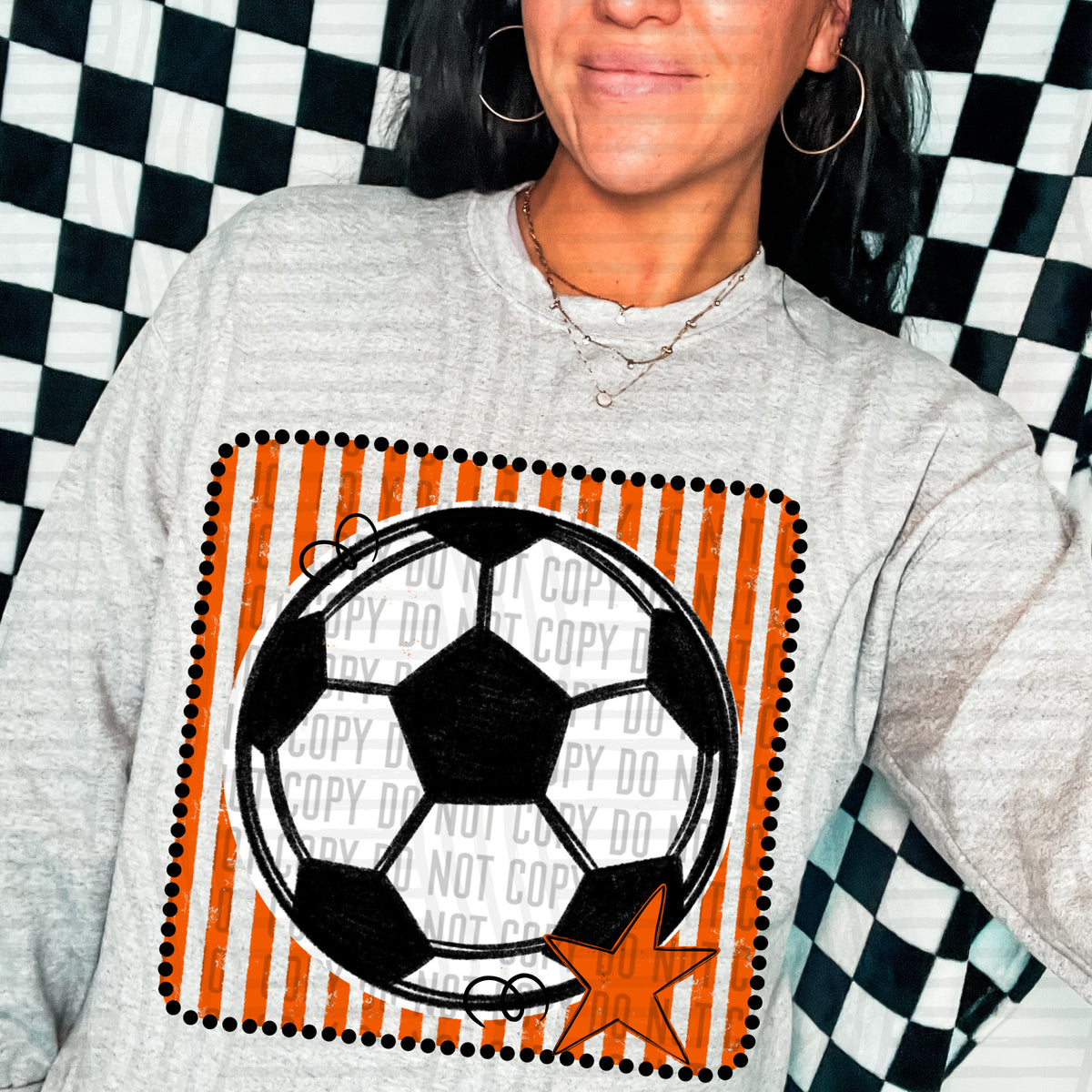Soccer orange striped frame (Caplinger) DTF transfer