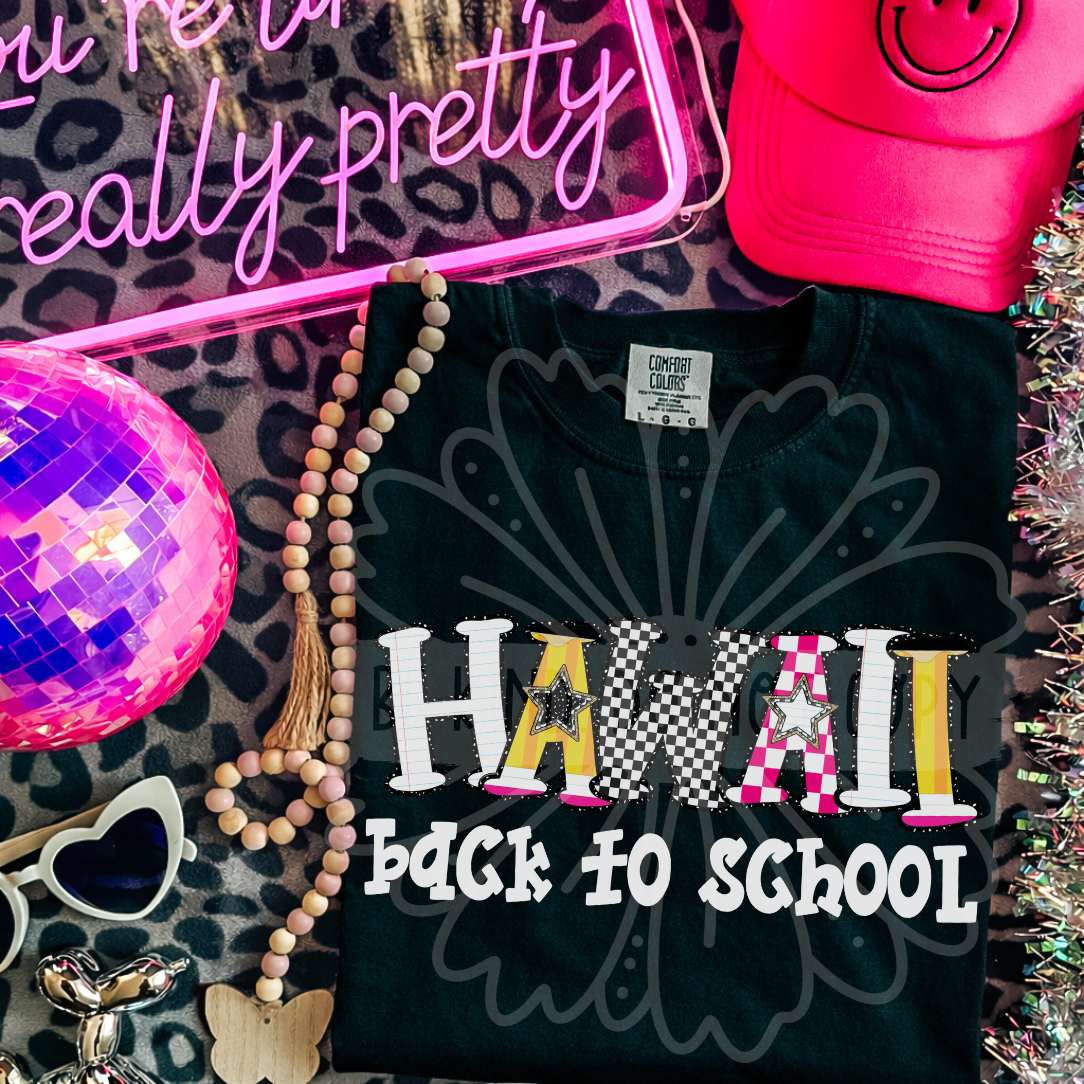 hawaii back to school patterned letters (vehement) DTF Transfer