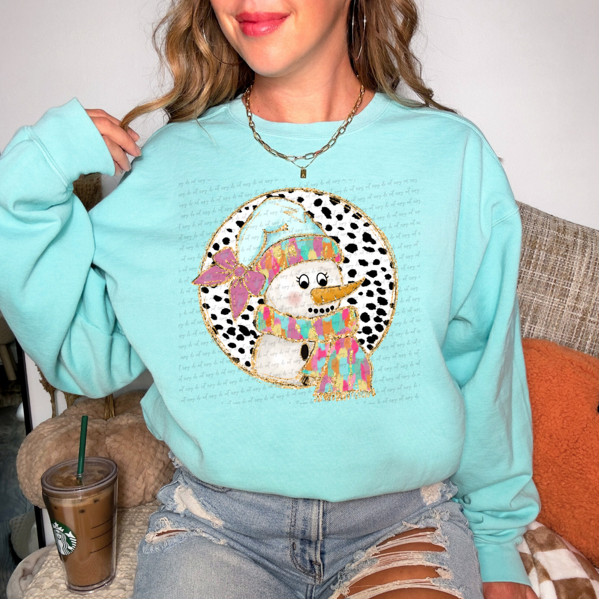 Colorful Coquette Snowman 117286 DTF Transfer