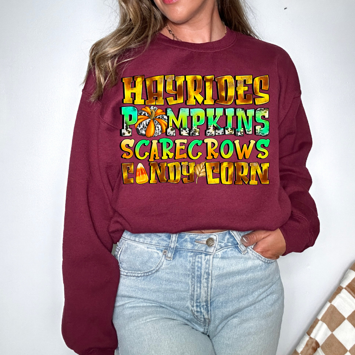 Hayrides, Pumpkins, Scarecrows, Candy Corn (RD) DTF Transfer