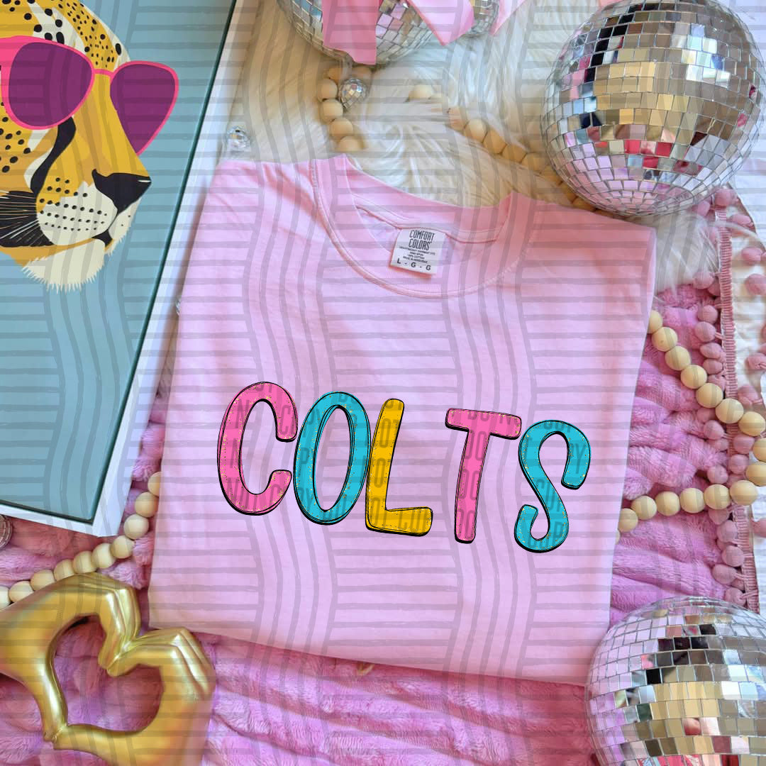 blue yellow and pink colts stacked (Caplinger) DTF Transfer