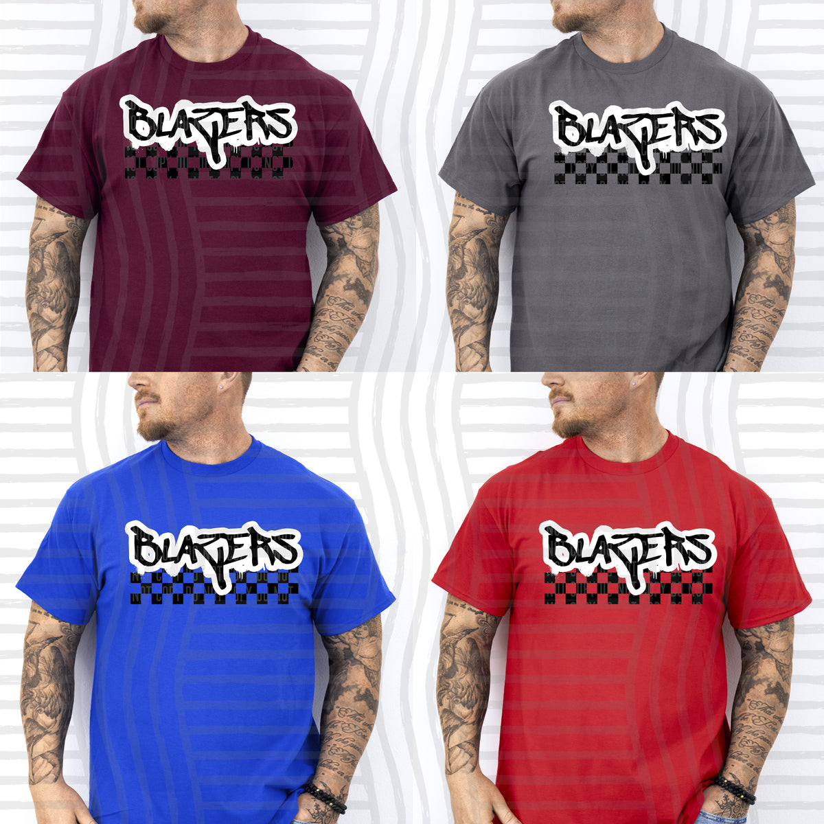 blazers black messy font with checkers (Caplinger) DTF Transfer