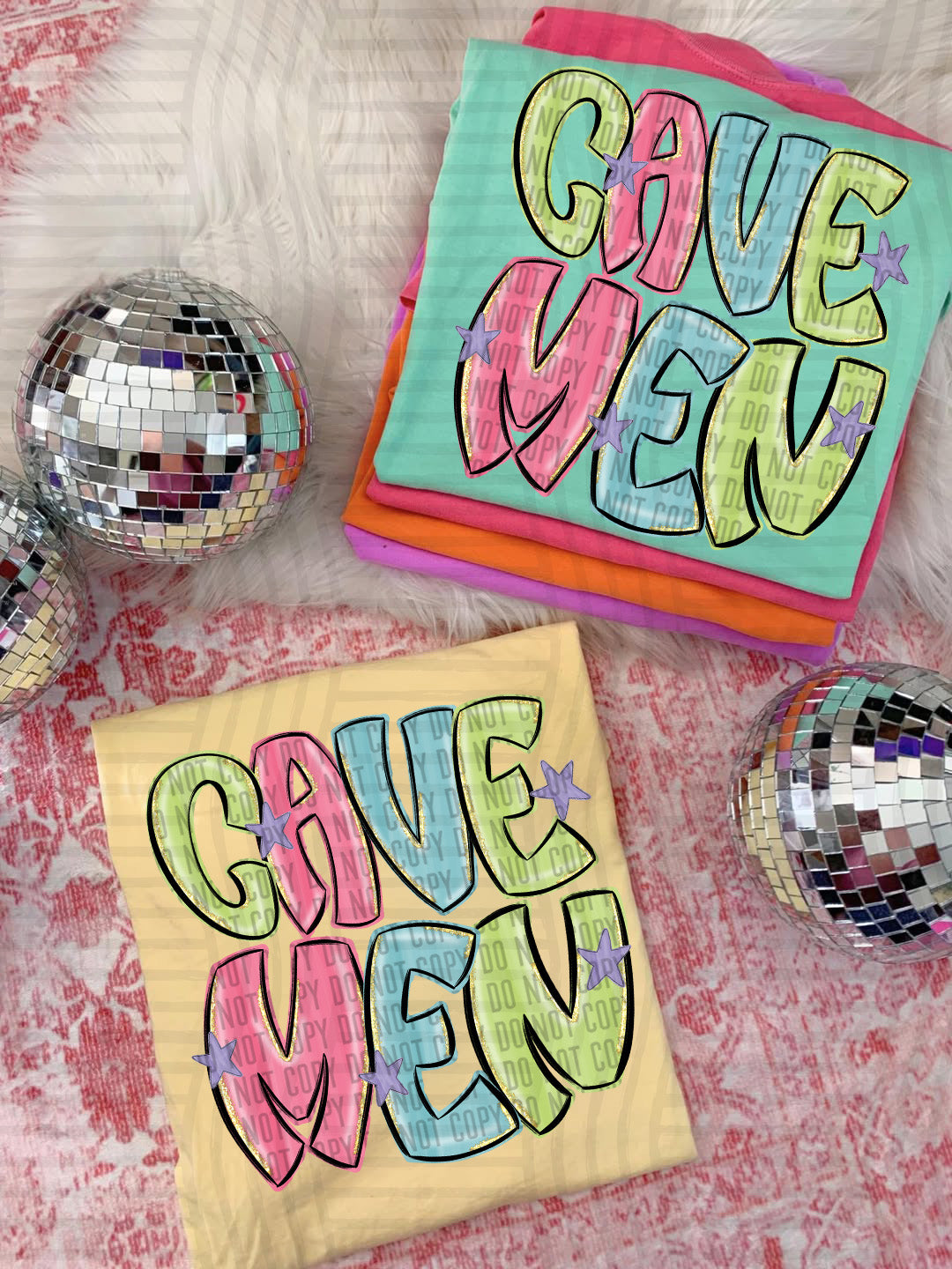 Cavemen Glittery & Preppy Mascots (Caplinger) DTF transfer
