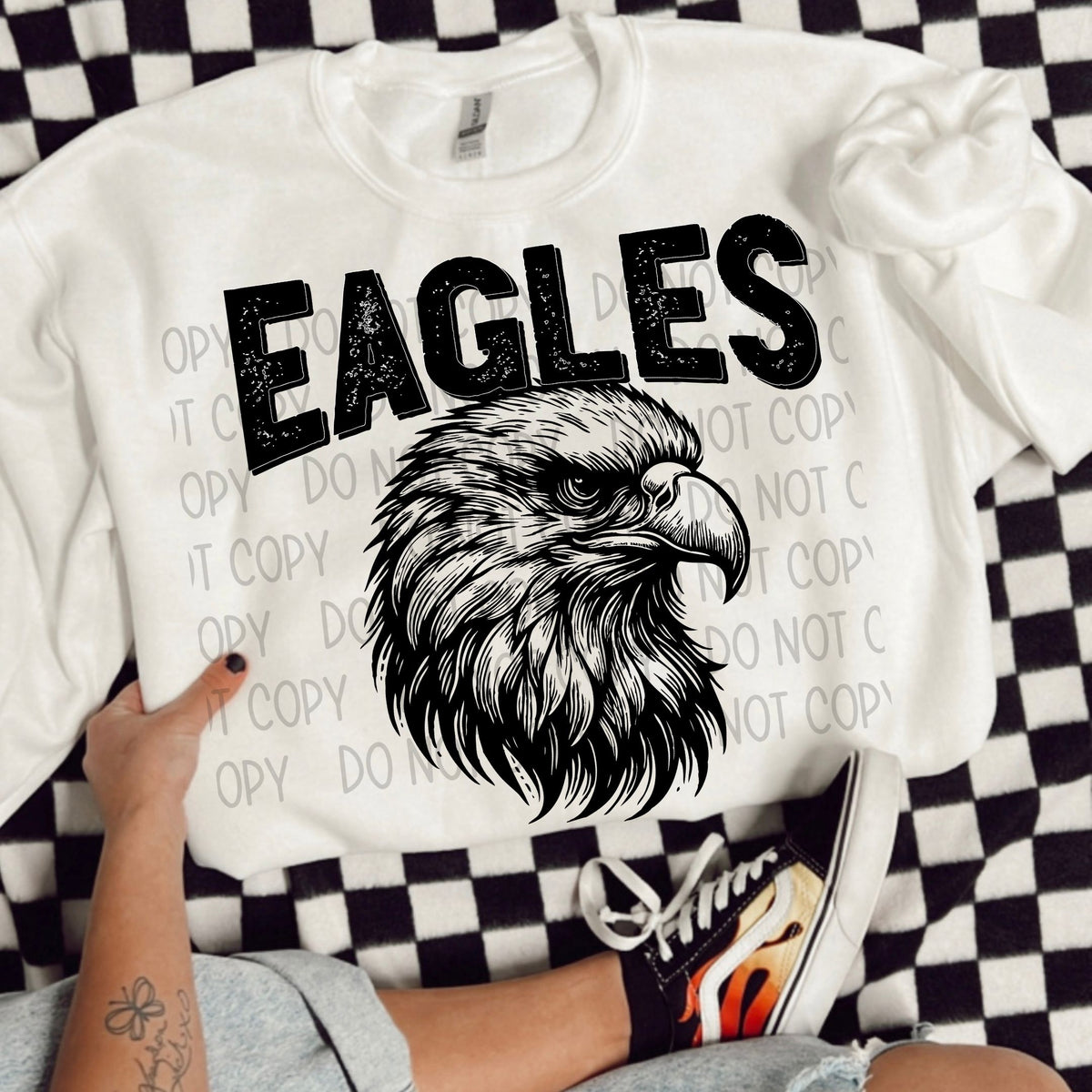 Eagles black/white outline DTF transfer