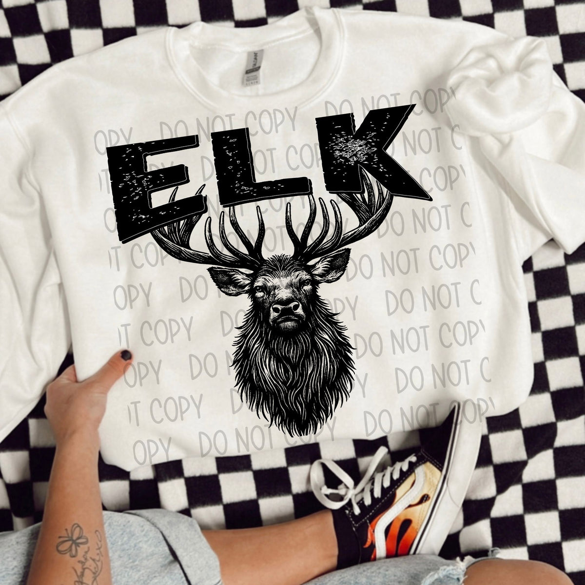 Elk black/white outline DTF transfer
