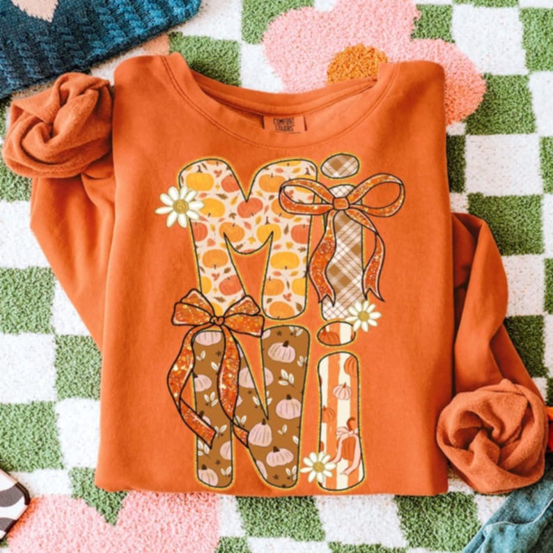 Mini Fall letters with bows DTF transfer