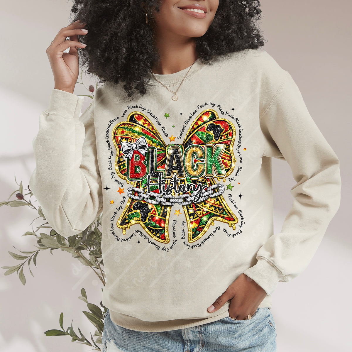 Black History bow black words DTF Transfer