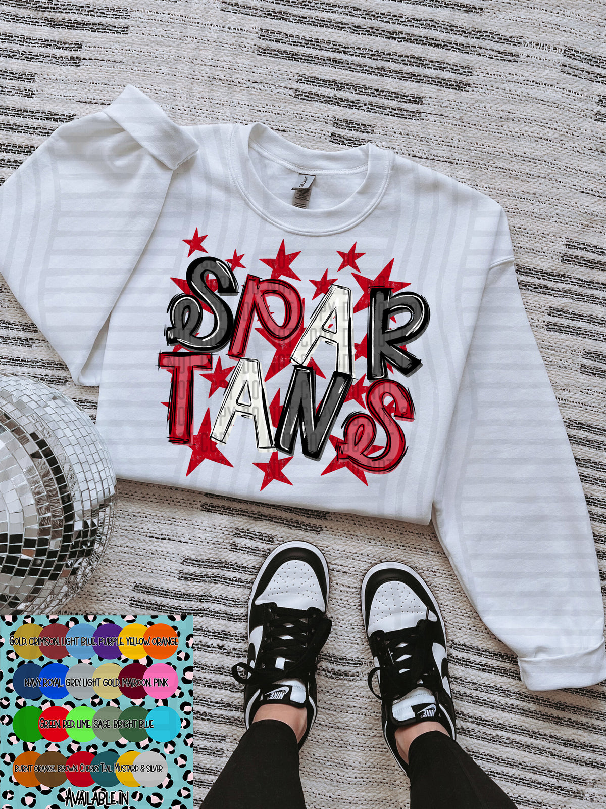 spartans black white and red with red stars (Caplinger) DTF Transfer