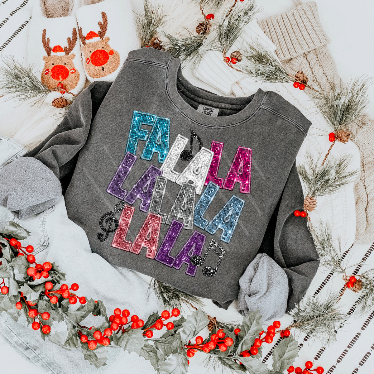 Fa La La Faux Sequins PINK BLUE PURPLE DTF transfer