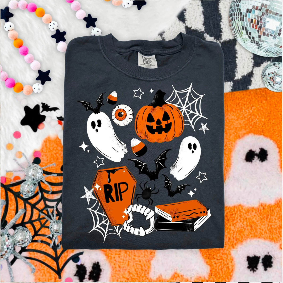 Orange Halloween doodles Sunday Special DTF transfer
