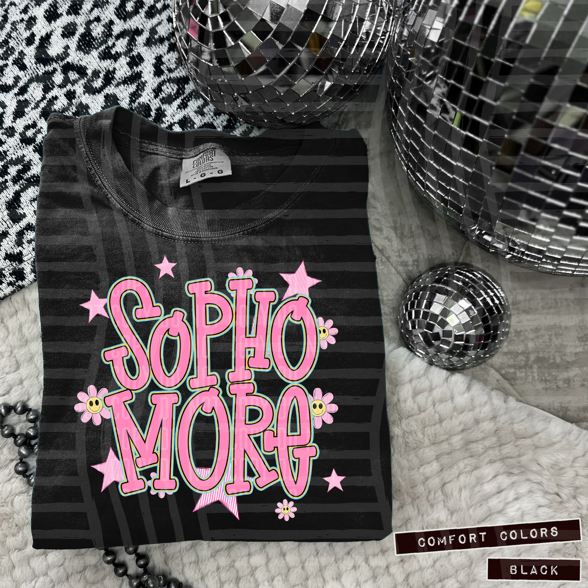 Sophomore Pink Flowers And Stars 108037 DTF transfer