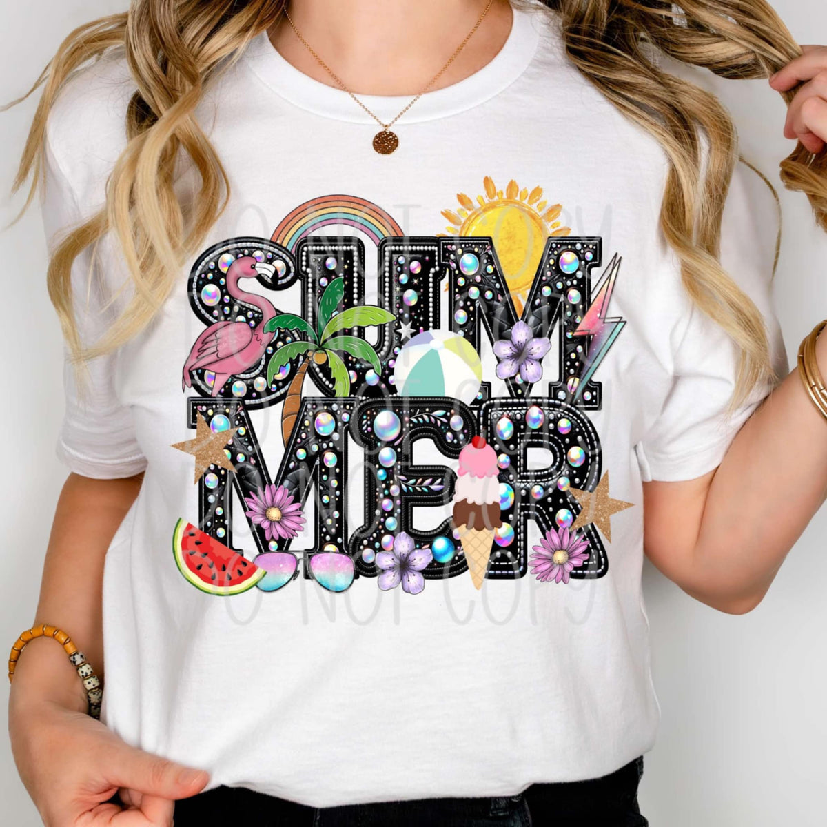 Summer rhinestone (FDCD) 103610 DTF transfer