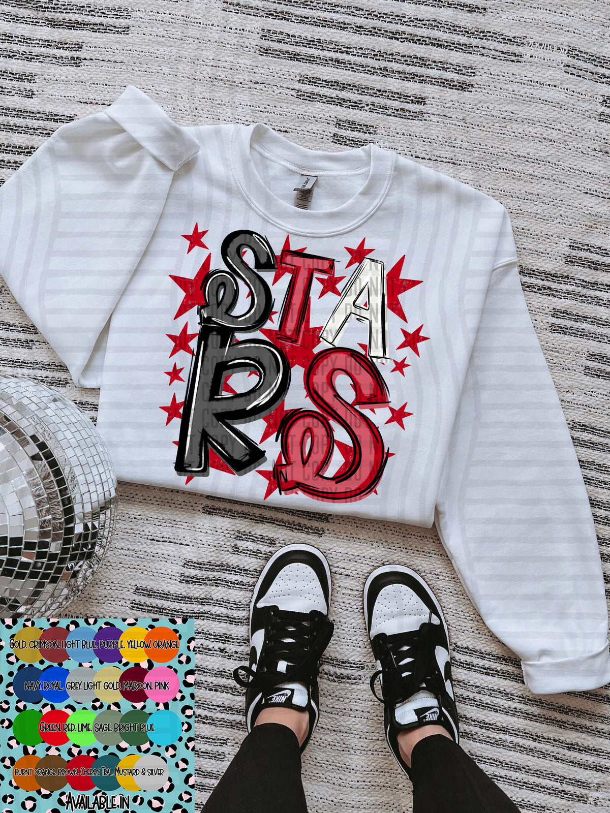 stars black white and red with red stars (Caplinger) DTF Transfer