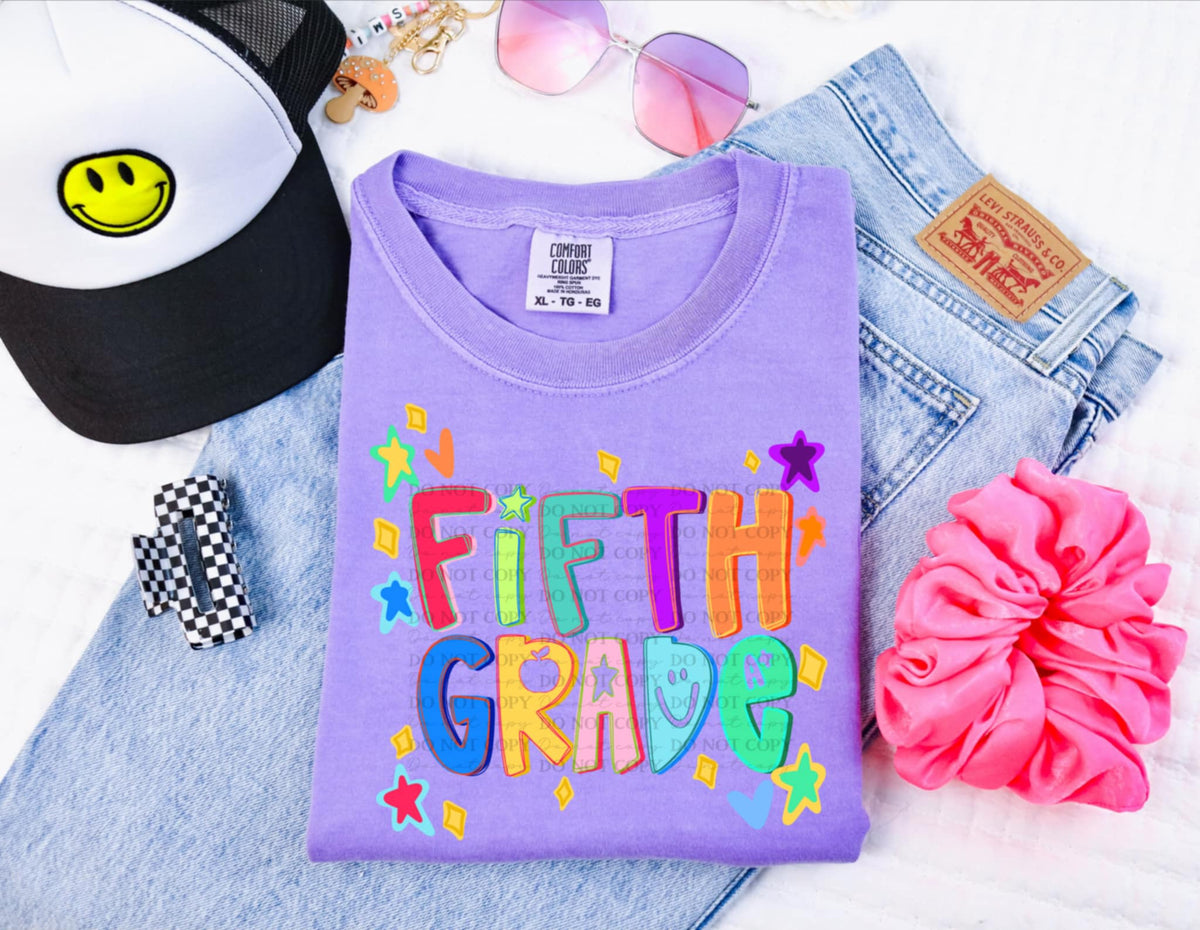 Fifth grade colorful stars 107609 DTF transfer