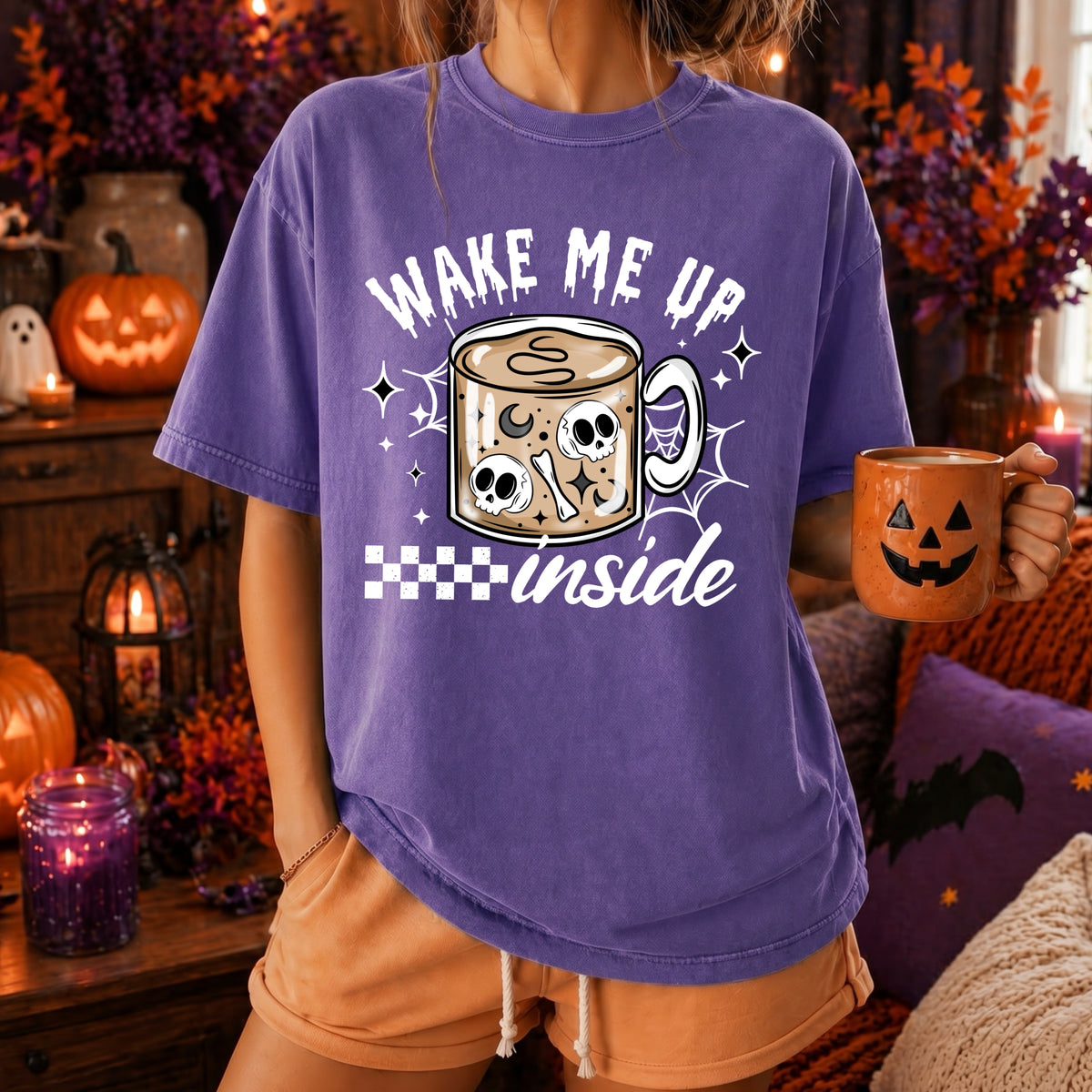 Wake me up inside coffee WHITE (CSC) DTF Transfer