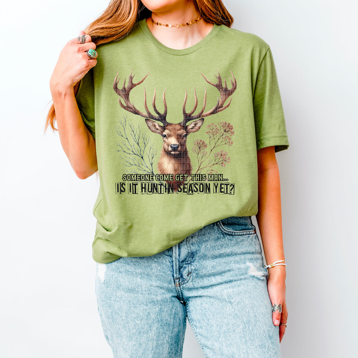 Someone come get this man deer black font 91719 DTF transfer