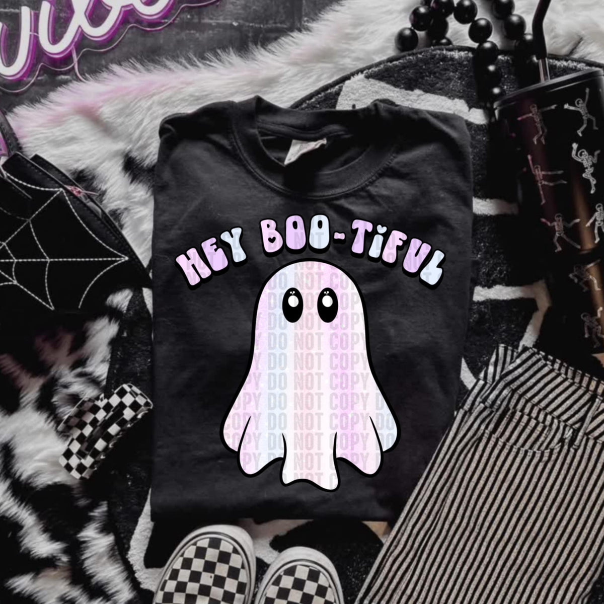 Hey Bootiful Ghost (lane) DTF transfer