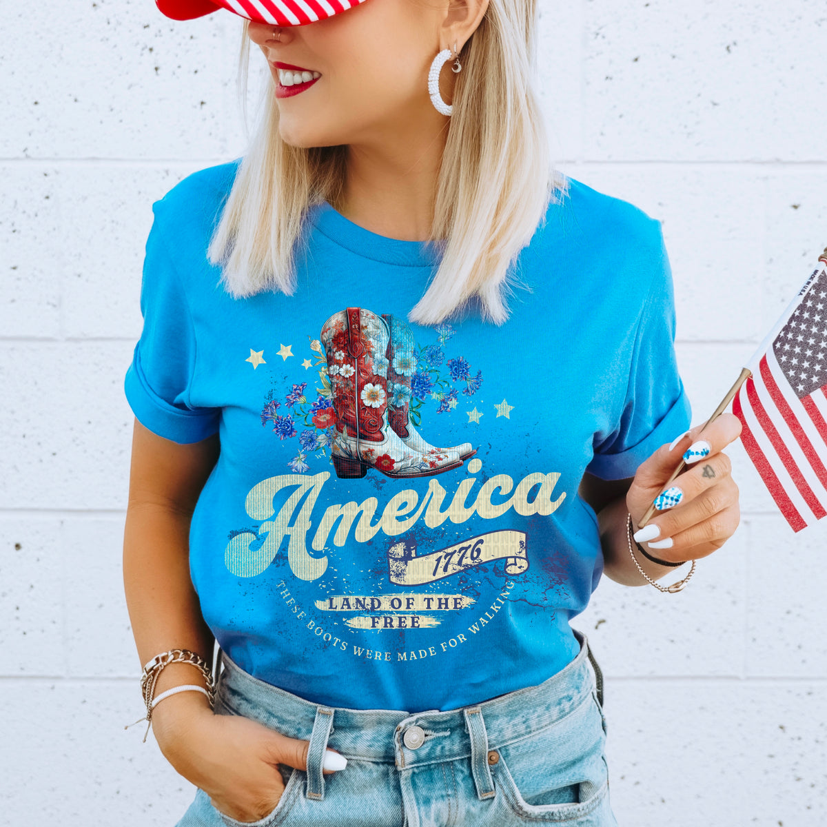 America land of the free boots  95189 DTF transfer