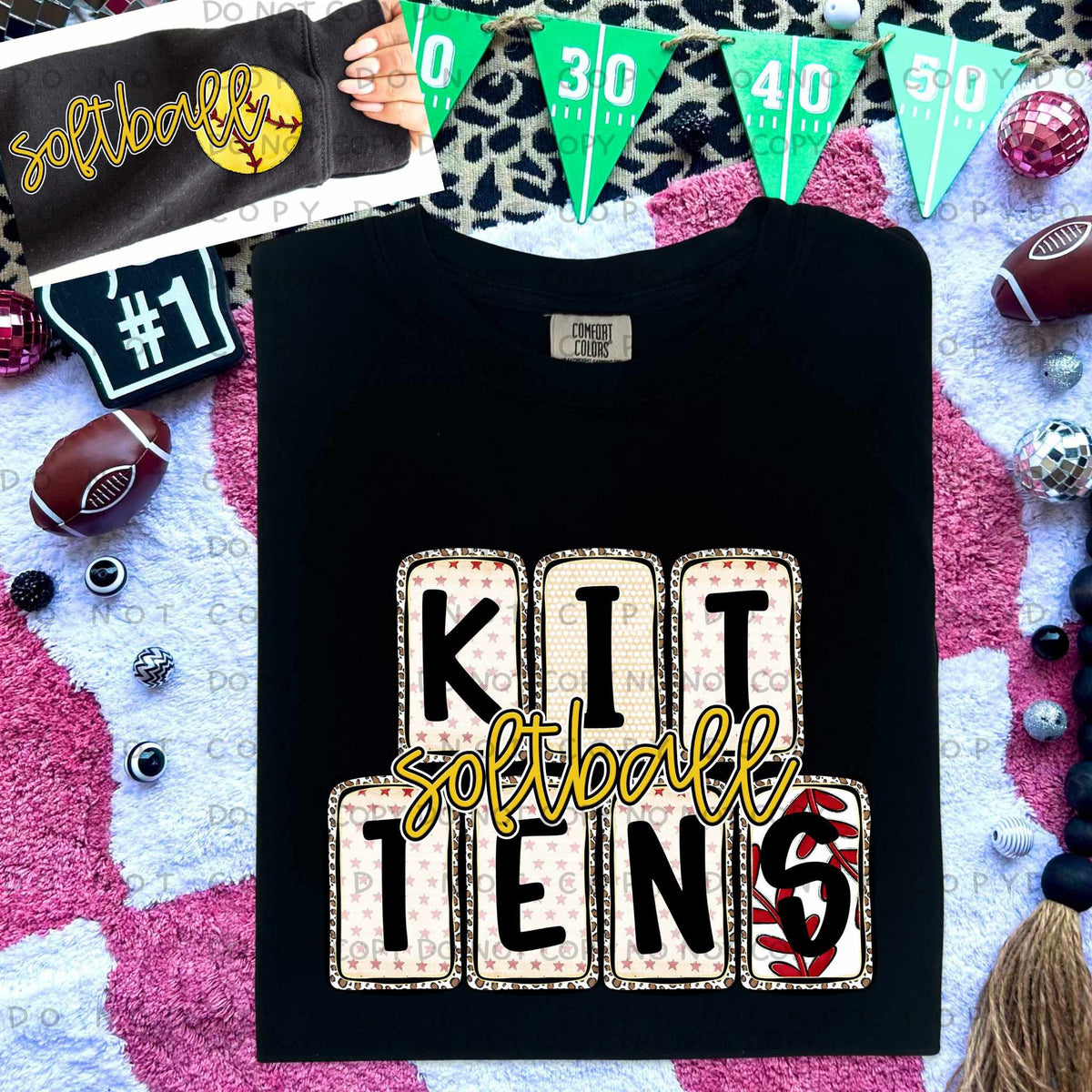 Kittens Softball FRONT (Caplinger) 82819 DTF transfer