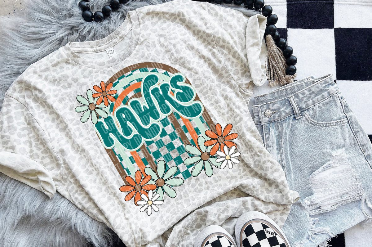 Floral Arch Mascot Hawks 49305 DTF TRANSERS