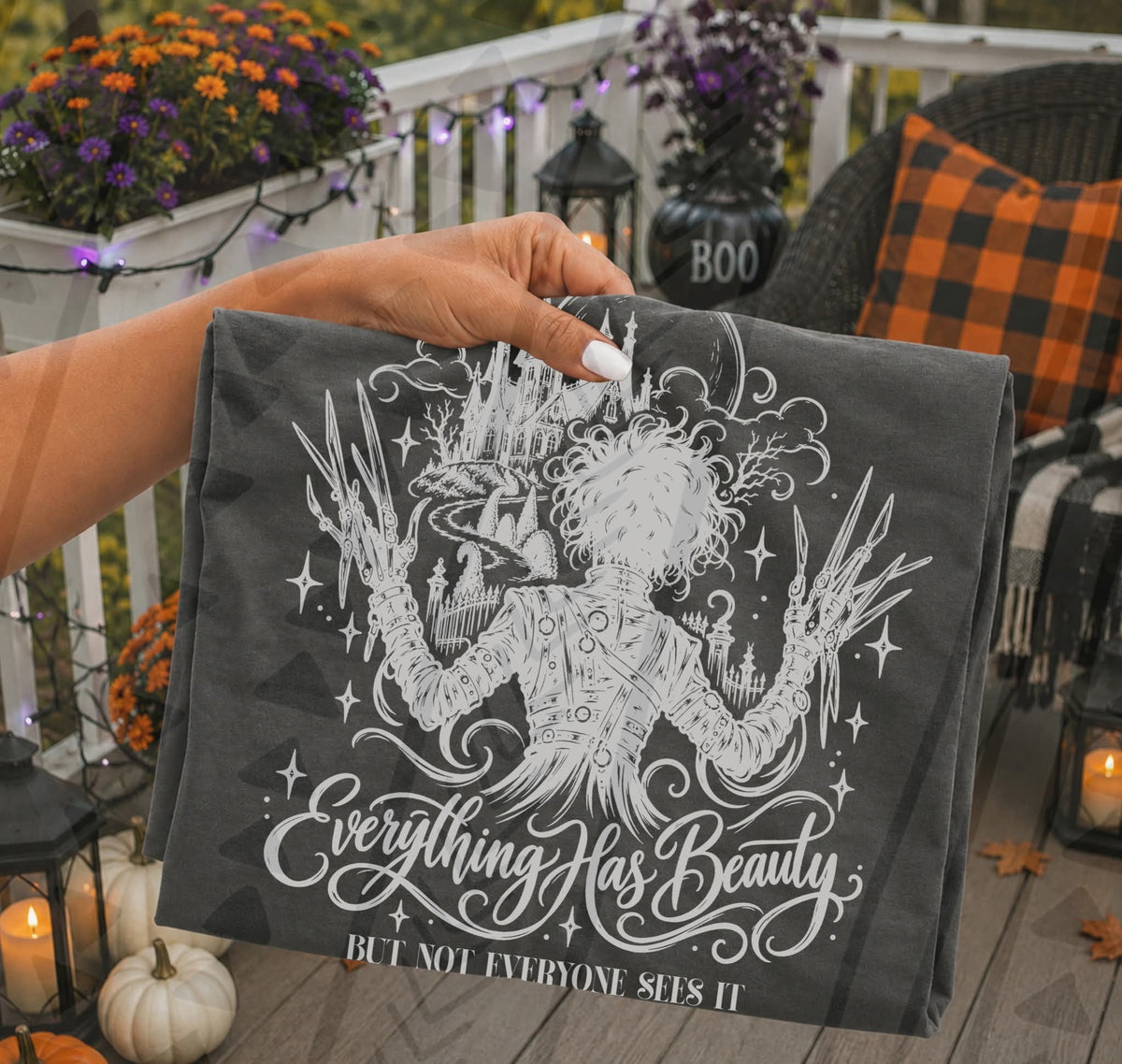Everything is beautiful scissor hands WHITE (KAI) DTF Transfer
