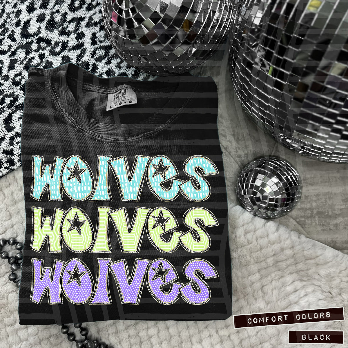 Wolves Pastel Star Stacked (Caplinger) 101703 DTF transfer