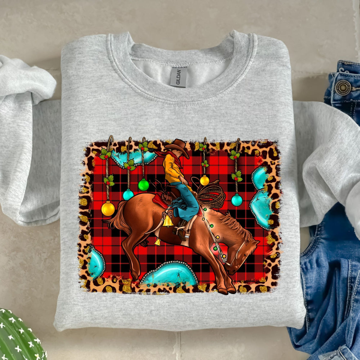 Christmas Rodeo Cowboy-38580-DTF transfer