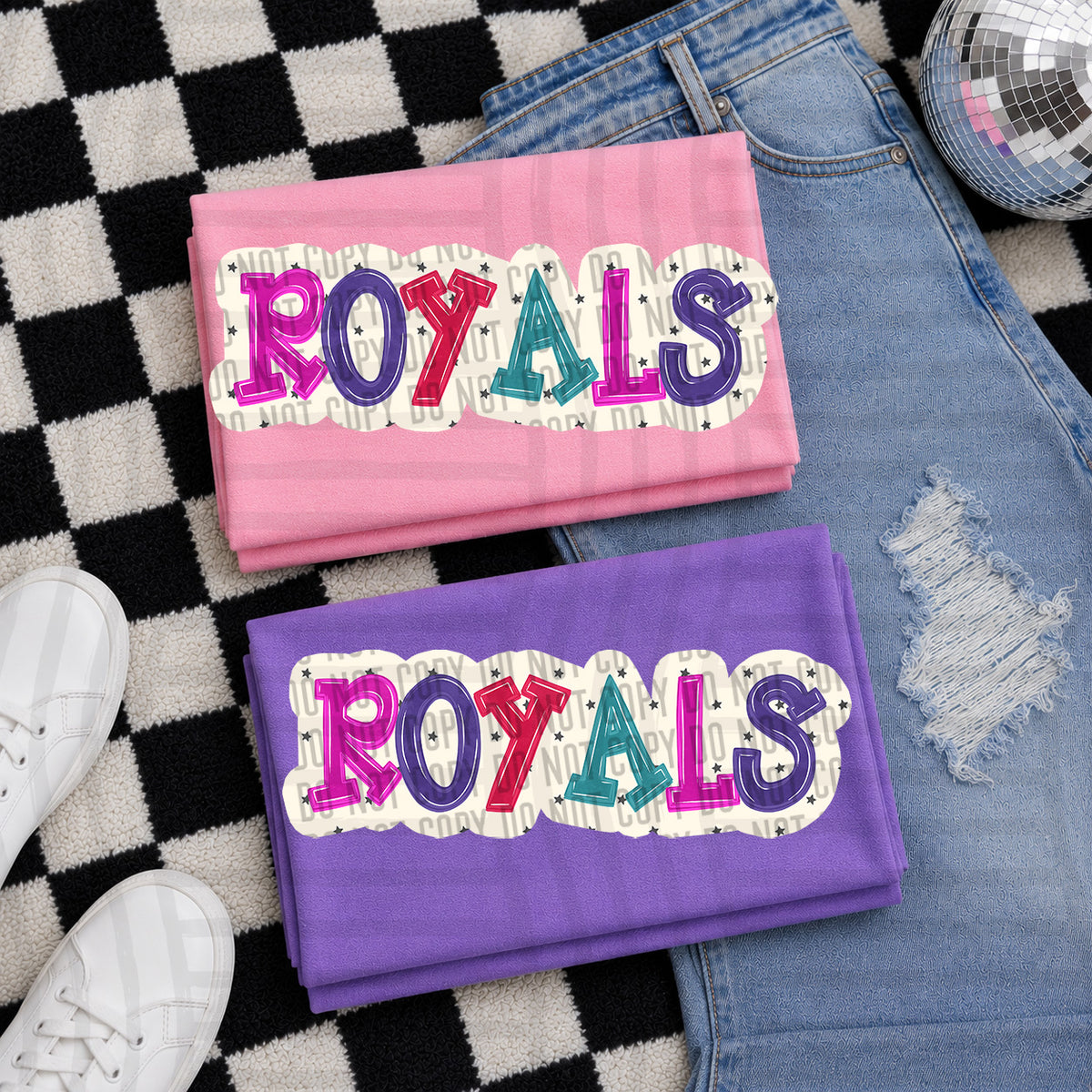 royals bubble around letters with small stars (Caplinger) DTF Transfer