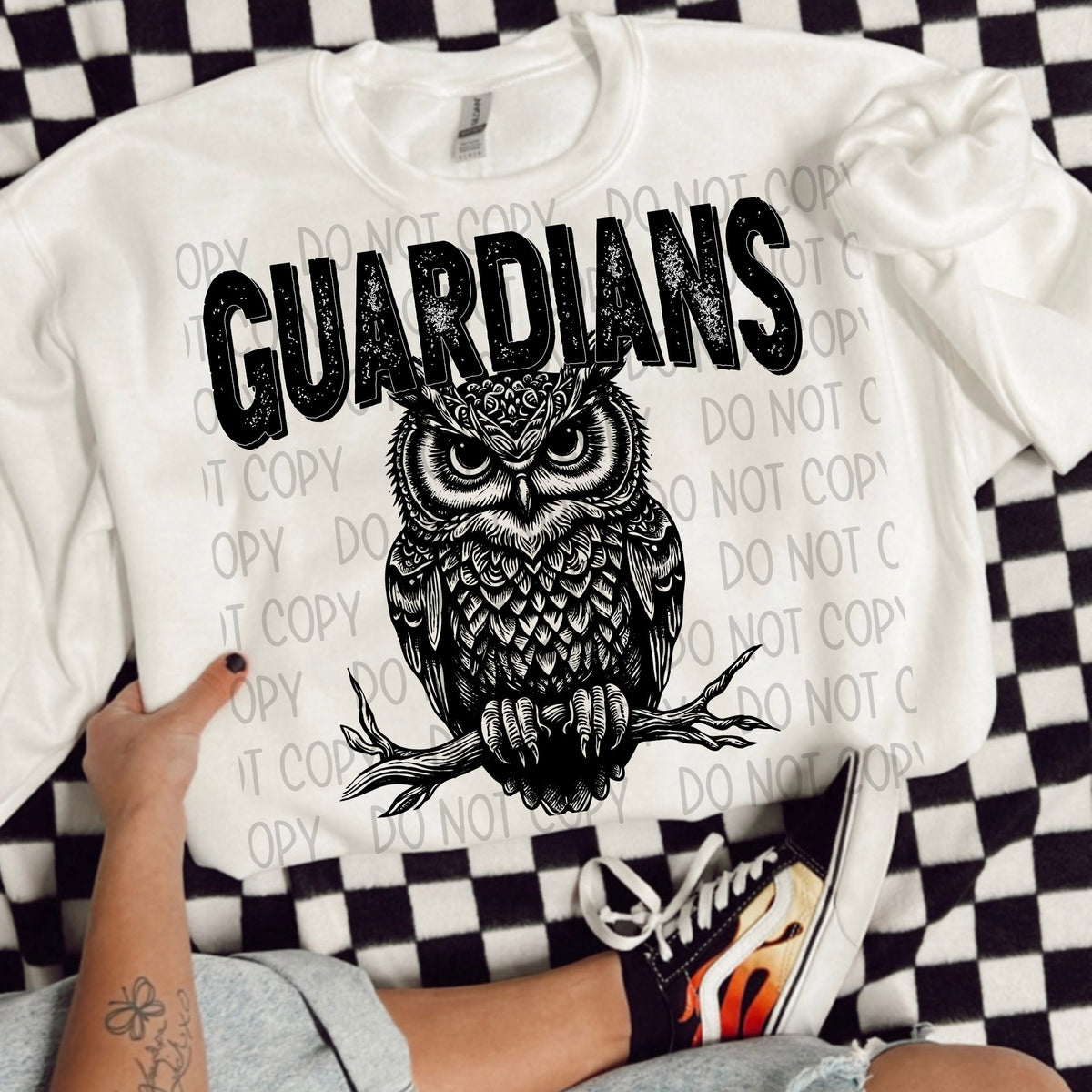 Guardians black/white outline DTF transfer