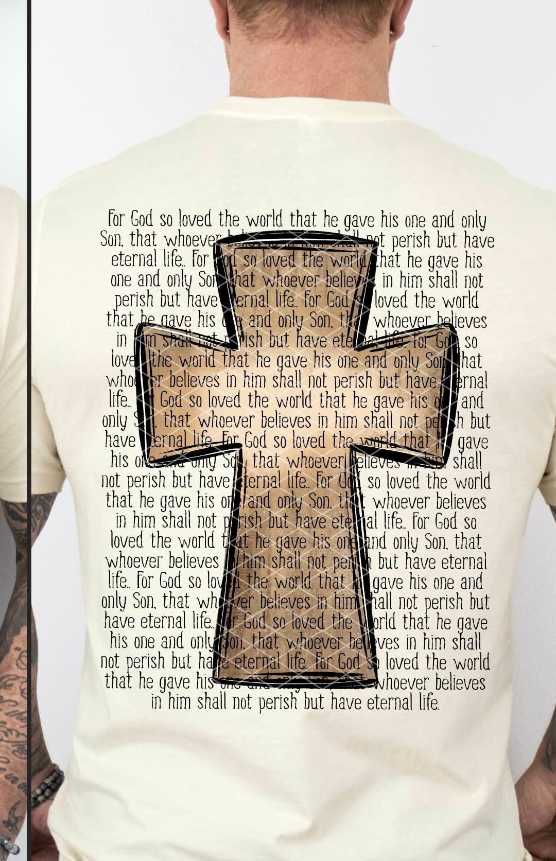 John 3:16 cross back black (SDD) DTF Transfer