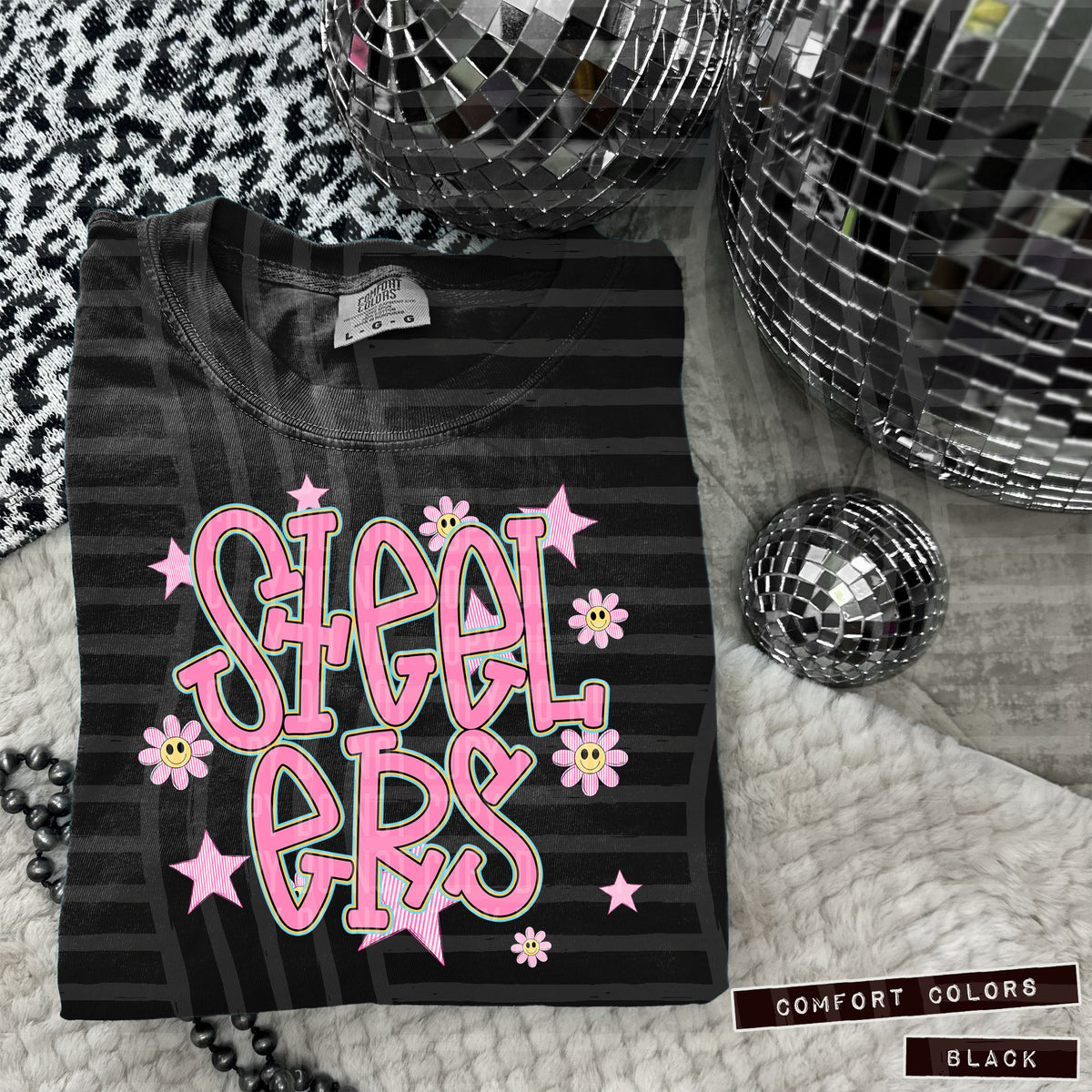 Steelers Pink Flowers And Stars 108042 DTF transfer
