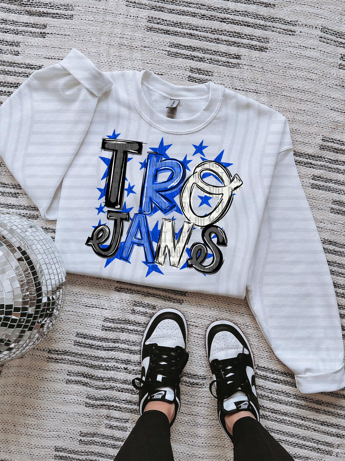 trojans black and blue with blue stars (caplinger) DTF Transfer